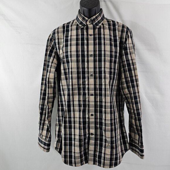 Banana Republic Non-Iron Tailored Slim Fit Plaid Long Sleeve Shirt - Size Medium - Picture 8 of 10